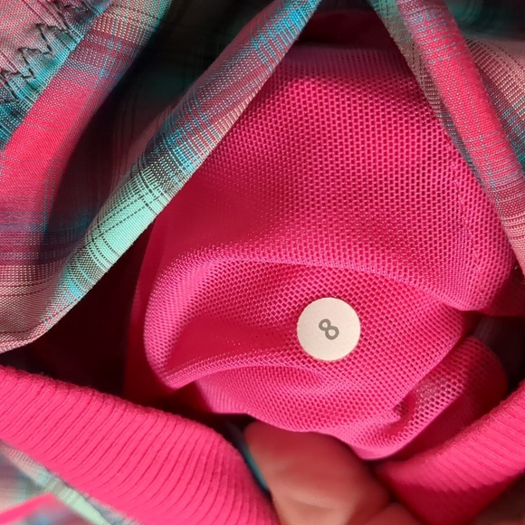 LULULEMON* pink plaid hooded 3/4 zip front pouch pocket thumbhole sleeve… - Picture 17 of 17
